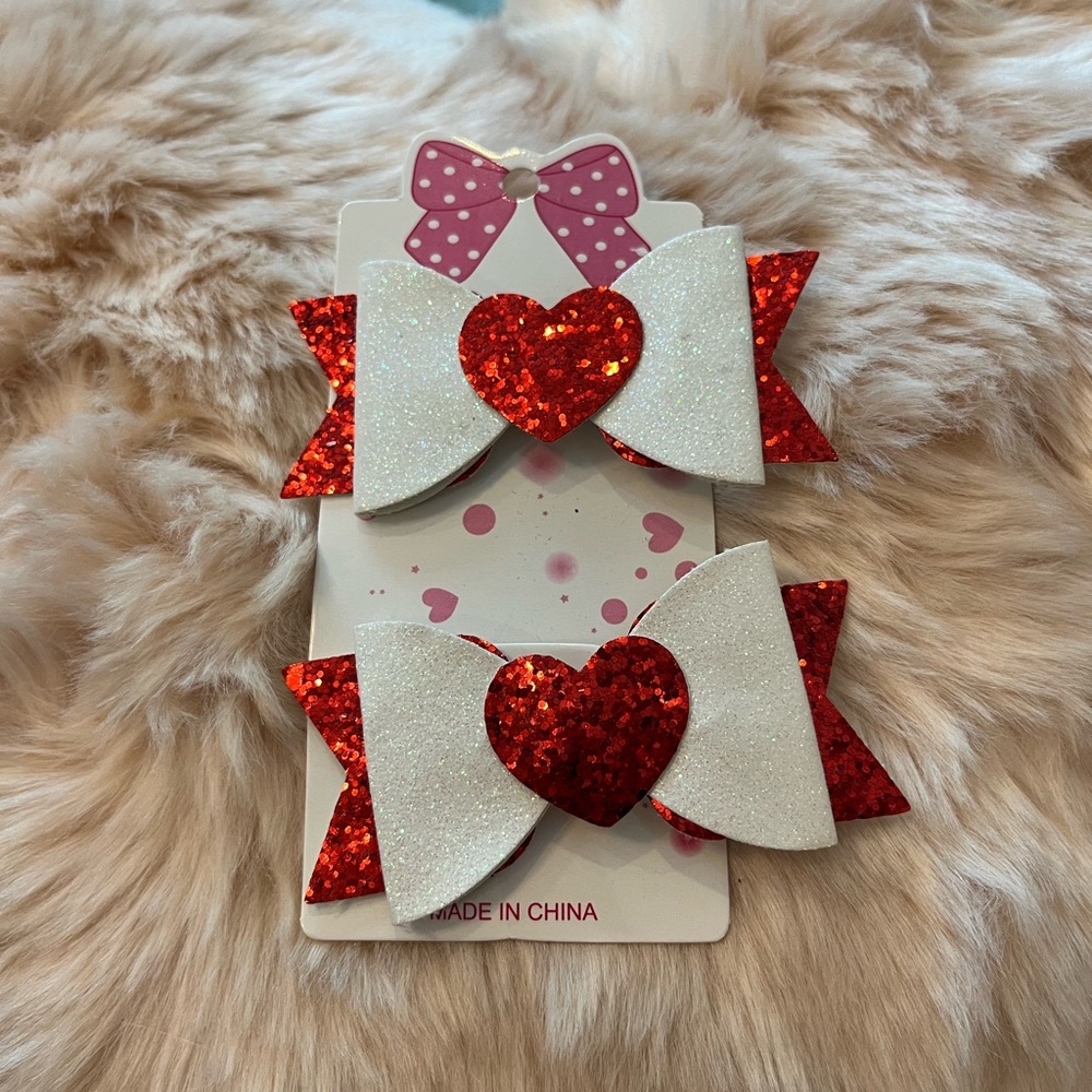 Barrettes Sparkly with Hearts New